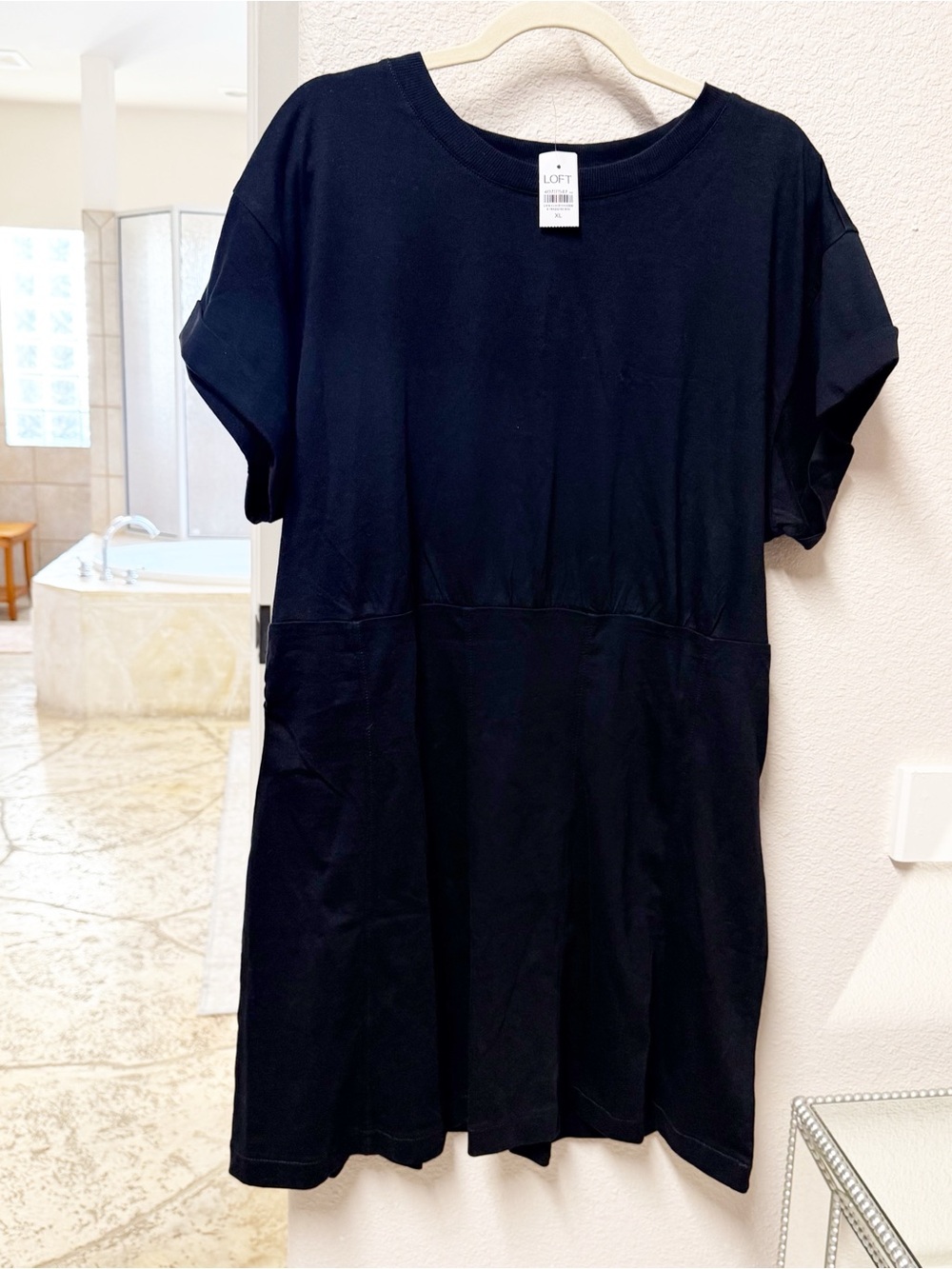 NEW Loft Seamed Mini Tee Dress Black XL NWT - Picture 2 of 5